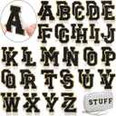 WILLBOND 52 Pcs Chenille Letter Patches A-Z, Self Adhesive Alphabet Patches for Clothes, Bags, Hats DIY, Name Craft & Personalized Best Mom Groovy Wedding Gifts(Black,2.2 Inch)