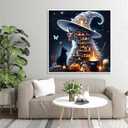 mjcakrn Halloween Paint by Numbers Kit for Adults, Halloween Paint-by-Number Kits, Acrylic Easy Painting by Numbers, Paint by Numbers on Canvas for Home Wall Decor 14x14 Inch