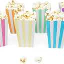 Mini Popcorn & Candy Favor Treat Boxes For Birthday, Bridal and Baby Shower - Assorted Striped Design - 36 Count (Rainbow Pastel Mix)