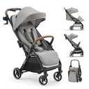 Babideal Travel Stroller, Overhead-Friendly Compact Baby Stroller(Newborn to 50lbs), Self-Folding Toddler Pushchair for Travel, Full-Reclining Seat, Cup Holder Included