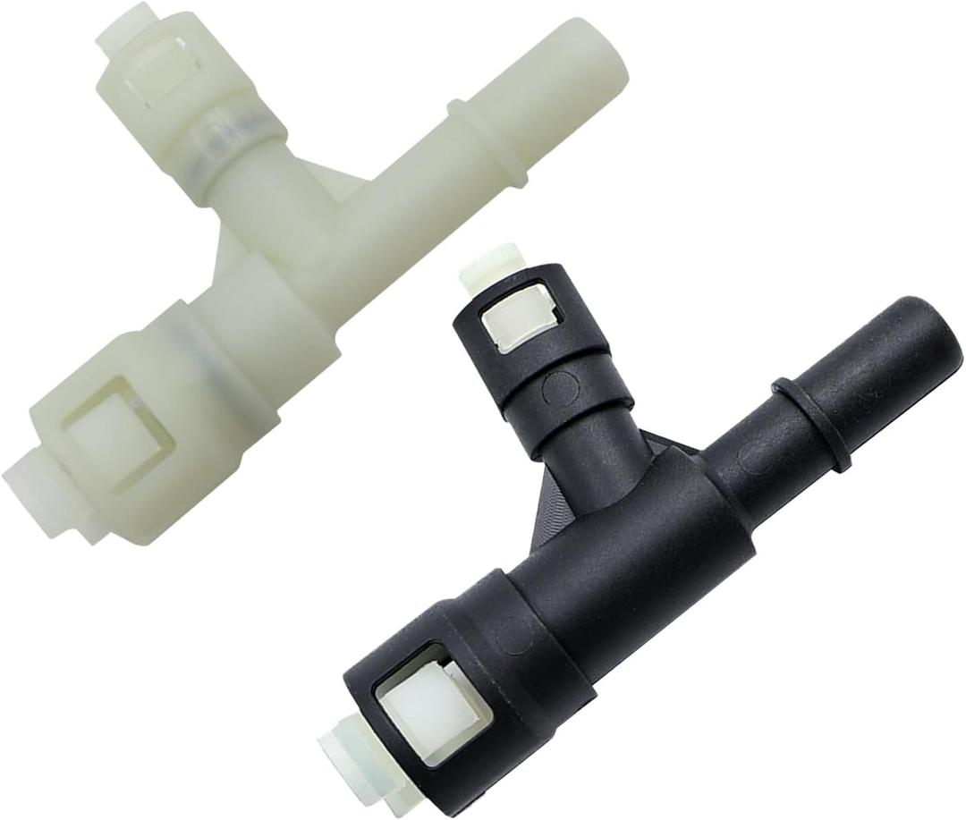 SMMS Heater Hose Connector 1Pair, Heater Core Hose Tee Connector Oulet + Inlet Hose Connector for Chevy, for GMC, for Cadillac Escalade, for Yukon White and Black Replaces OE: 15055343 15055342