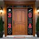 2026 Graduation Banner Decorations - Porch Sign Set Red White Black Welcome Door Décor Party Favors Supplies For Indoor Outdoor