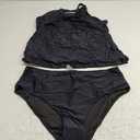 Two Piece Tankini Tops Bikini Bottoms For Women's Twist Swimwear-Black 22W
