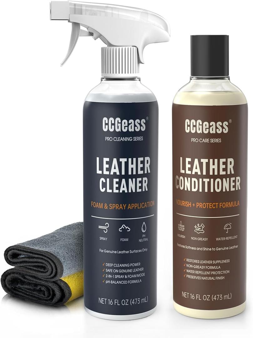 Leather Cleaner and Conditioner Kit  216oz | Leather Cleaner for Car Seats, Furniture, Couches, Shoes & Boots | pH-Balanced, Non-Greasy, Restores & Protects All Leather