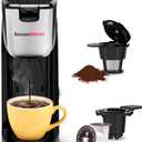 Bonsenkitchen 2-in-1 Single Serve Coffee Maker for K Cup & Ground Coffee, Fast Brewing (6-14oz),One Cup Coffee Machine with Travel Mug,Space-Saving for HomeOfficeDorm
