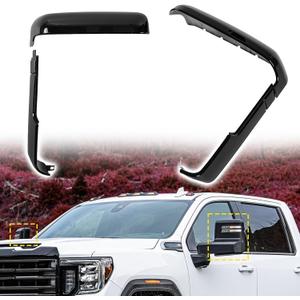 Tow Mirror Caps fit for Chevy Chevrolet Silverado GMC Sierra 2500HD 3500HD 2020 2021 2022 2023, 84468904 84468910,Top & Side Clip-On Front Door Mirror Housing Covers Caps, Glossy Black