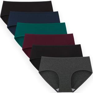 INNERSY Womens Underwear Cotton Hipster Panties Regular & Plus Size 6-Pack (Large, Dark Vintage)
