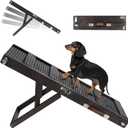 Foldable Dog Ramp for Couch, Small Dog Ramp for Bed Pet Ramps for Small Dogs Indoor, 4 Adjustable Height from 13.6" to 21", Stable Pet Steps with Non-Slip Pad, Use for Low Bed Couch Stairs, Black