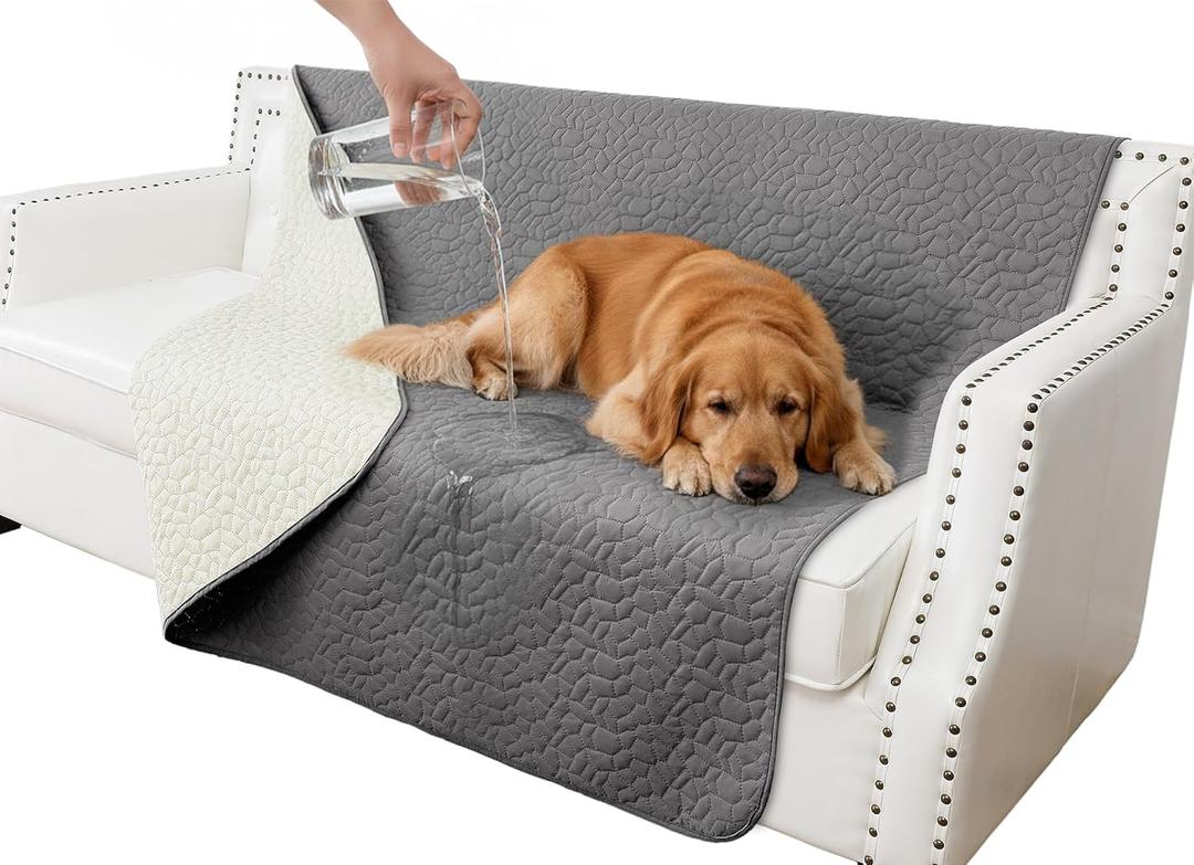 Waterproof Couch Cover for Dogs Washable, Anti-Slip Back Dog Bed Blanket Pet Chair Sofa Furniture Protector(52x82 Inches, Dark Grey)