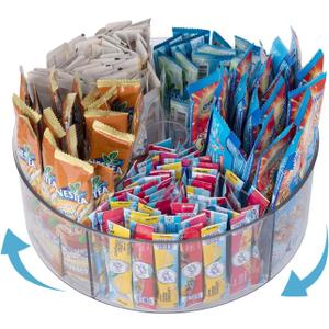 Unmake Drink Packet Organizer Powdered Drink Mix Rotating Holder, Lazy Susan Organizer for Powder Packet, Water Packet, Drink Mixes & Tea Box, Transparent Rotating Storage Pantry Necessity