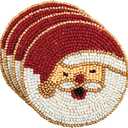 Mud Pie Christmas Santa Beaded Coaster Set