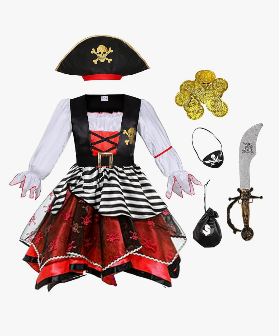 Girl Pirate Costume Buccaneer Princess Costume Halloween Party Dress Up L
