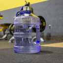 New Wave Enviro Iconic 1 Gallon Round BPA Free Water Bottle with Stainless Steel Cap and Integrated Handle, Ideal for Gym and Outdoor Life, Blue
