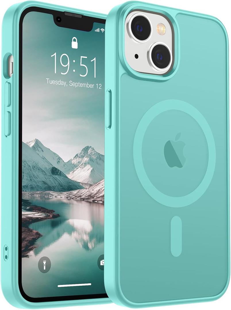 SUPFINE Magnetic for iPhone 14 Case & iPhone 13 Case (Compatible with MagSafe)(Military Grade Drop Protection) Slim Translucent Matte Shockproof Phone Cover,Blue Green SUPFINE Magnetic for iPhone 14 Case & iPhone 13 Case (Compatible with MagSafe)(Military Grade Drop Protection) Slim Translucent Matte Shockproof Phone Cover,Blue Green