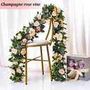 YRIOWMI 10PCS Fake Rose Garland, 7.5Ft Artificial Vines Flowers Hanging Rose Vine forfor Table Wedding Backdrop Arch Wall Party Mantle Festival Decor (Champagne)