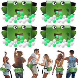 Hollowfly 4 Sets Frog Party Game Swing Shaking Balls Set Novelty Twerk Includes 80 Balls and 4 Frogs Strap Shake Boxes for Birthday Party Decorations Gifts Supplies