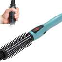 Phoebe Curling Iron Brush Anti-Scald Bristles Instant Heat Up Dual Voltage Ceramic Tourmaline Ionic Hair Curling Wand for All Hair Types (1 Inch)