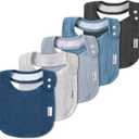Muslin Bibs for Baby Boys Girls,Organic Muslin Baby Bib for Drooling and Teething,Soft Bandana Drool Bibs 5 Pack