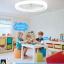 19.9" White Kids Ceiling Fan with Light, Low Profile Caged Design