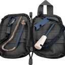 Fire Starter Survival Kit, Larger Ferro Rod with Striker Lanyard 3in Long Flint and Steel, 13.8in Wick Hemp Cord, Multifunctional Bag