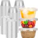 YEEHAW 100 Sets - 2 oz Jello Shot Cups with Lids, Portion Cups, Clear Disposable Plastic Jello Shot Cups for Meal Prep, Salad Dressing, Souffl, Portion Containers