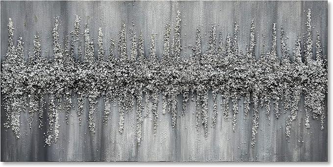 Limiyer Art Modern Abstract Wall Art Black and White Crystal Stone Texture Painting Living Room Bedroom Corridor Wall Art Deco Painting 24x48 Inch