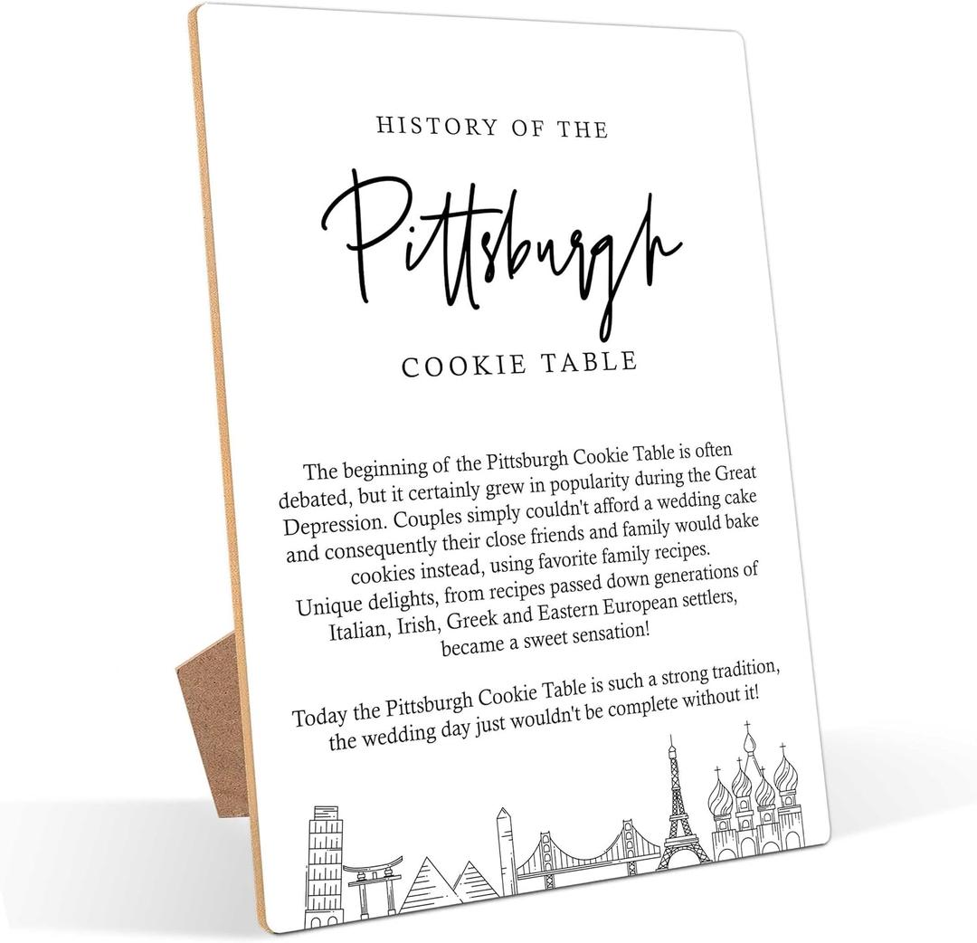 Pittsburgh Cookies Table Sign, Dessert Table Sign, Minimalist White Wood Decor, Wedding Accessories for Reception, Party Supplies And Decorations for Bridal Shower Activities, Bachelorette Party,4