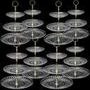 Patelai 8 Packs 3 Tier Crystal Acrylic Clear Cake Stand with Gold Round Holder Acrylic Cupcake Stand Holder for Home Wedding Holiday Birthday Baby Shower Tea Party (Clear)