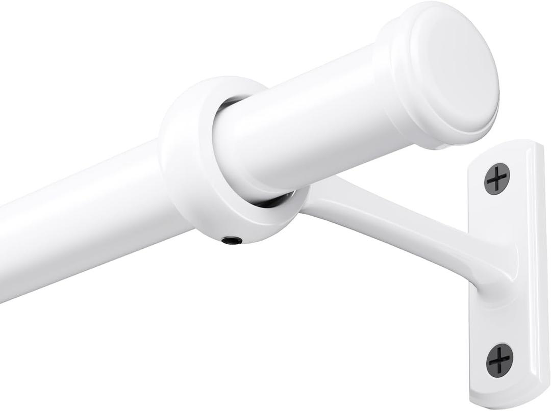 Curtain Rod 72-144 Inch, 1" Diameter Curtain Rods for Windows, Heavy Duty Long Drapery Rod with Brackets for Bedroom, Living Room, Kitchen, Patio(White)