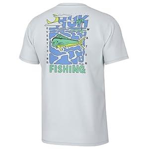HUK Mens Fishing Graphic Tee, Performance Short Sleeve, Quick-Dry (X-Large, Dolphin Dreams - White)