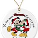 Wonderful Time of The Year Ornament Ornament, Mic-Key and Minnie-Mouse Christmas Ornament, Dis-ney Ornament, 2023 Keepsake, Xmas Gift, Round Ceramic Ornament Printed on Both Sides