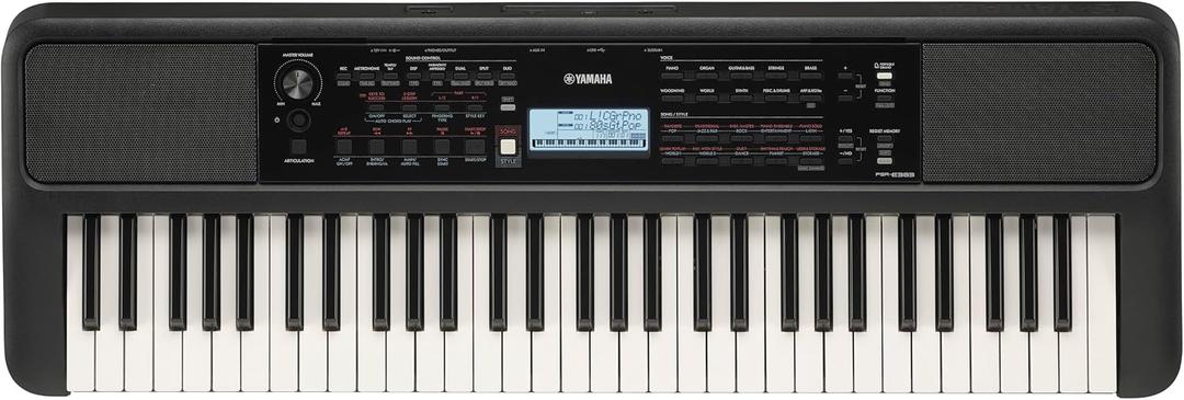 Yamaha 61 Touch Sensitive Keys Portable Keyboard for Beginners with Music Rest, Power Adapter PSR-E383