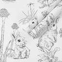 Safiyya Peel and Stick Wallpaper Black White Contact Paper Modern Wall Paper Cute Rabbit Mushroom Animal Nursery Wallpaper Self Adhesive Removable Vinyl Rolls 78.7"×17.3" 3 Pack