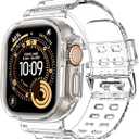 DABAOZA Compatible for Apple Watch Band with Glitter Bumper Case, Women Silicone Soft Comfortable Adjustable Strap with Buckle for iWatch SE Series 49mm
