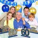 Happy 60th Birthday Table Decorations Blue 60th Birthday Table Centerpieces Sign Navy Blue Gold 60th Birthday Party Supplies Decorations for Men Women Wooden Vintage 1964 Centerpieces for Tables Decor
