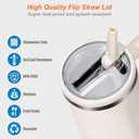 2 x 2-Pack Leak Proof Lid Replacement 40 oz, Only Fit for Stanley Quencher H2.0 Tumbler, Reusable Flip Straw Lid Top Cover for Stanley 40oz Cup Accessories, Replacement of Leaking Original Lids, Cream