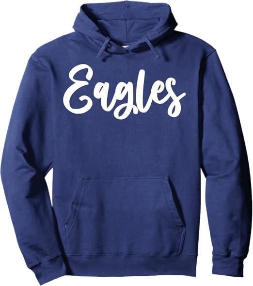 Eagles School Sports Team Mascot Town Go College Athlete Pullover Hoodie Size: Large