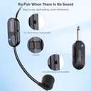 Wireless Microphone Headset Double Professional: Cordless Mic Head for Two People, Heads Handheld Mics 2 in 1- USB-C Rechargeable - 1/4'' and 1/8'' Plug for PA System, Voice Amplifier,Teaching,Fitness