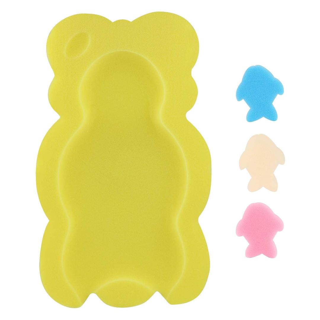 Baby Bath Cushion Infant Bath Mat, Pad & Sponge for Toddler, Infant & Newborn (Yellow-Style4)