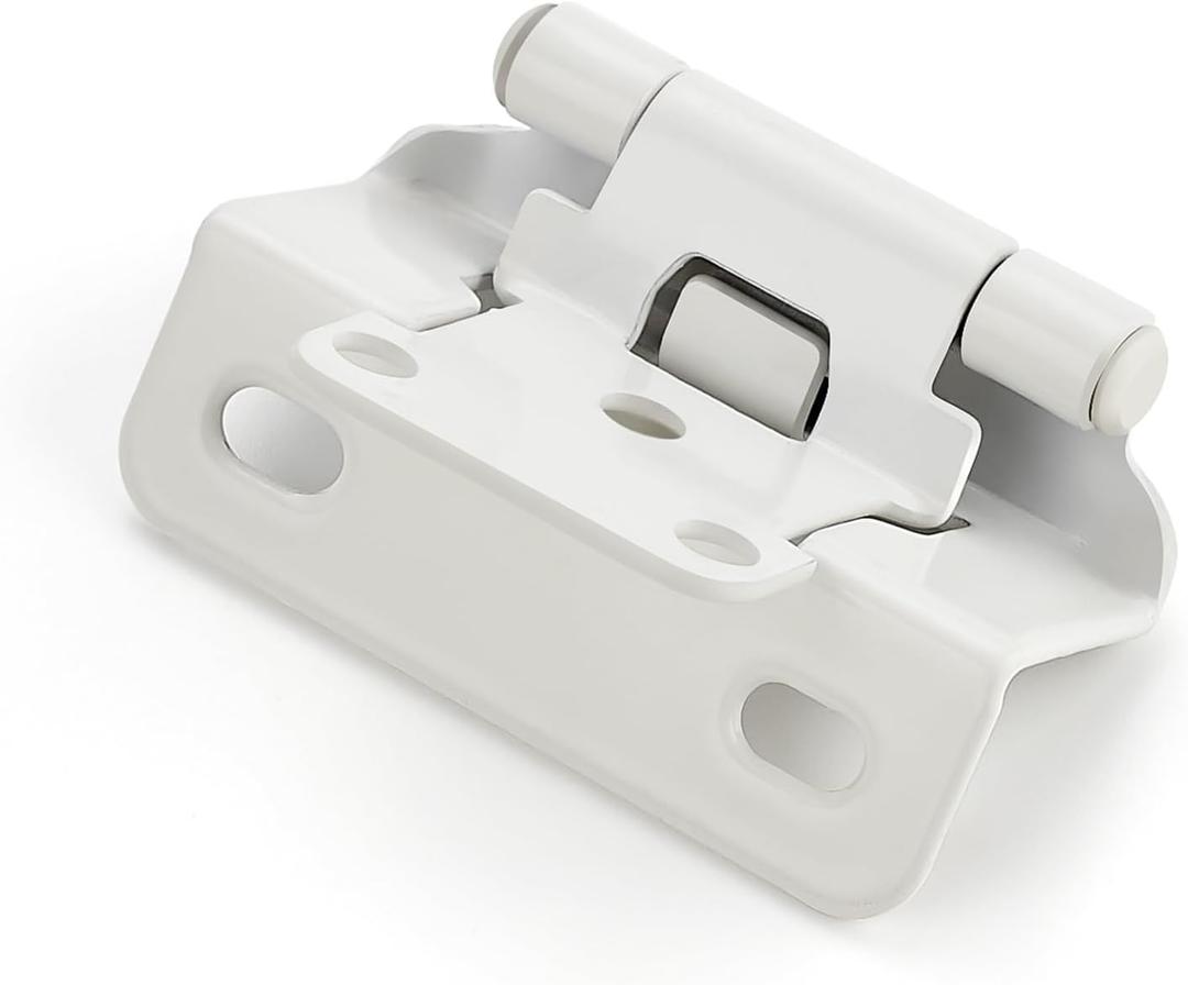 Ravinte 2 Pack 1 Pairs Semi-Overlay 1/2 inch Self-Closing Face Frame Cabinet Hinges White Half Wrap-Around Kitchen Cabinet Door Hinges Face Mount Cabinet Hardware