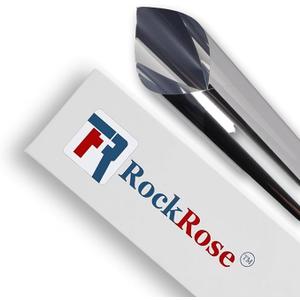 Rockrose Professional Home Window Tint Film - One Way Decorative Privacy Film for Home Offices - Heat Rejection Adhesive Mirror Tint with UV Blocking - 24 in X 25FT - Silver