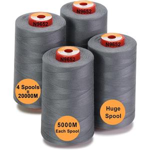 New brothread - 30 Options - 4 Large Cones of 5500Y (5000M) Each All Purpose Spun Polyester Thread 40S/2 (Tex27) for Serger, Overlock, Quilting, Piecing and Sewing - Grey