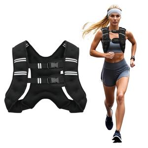Poudee Weighted Vest, 10LB Weight Vest for Men Women, Body Weight Vests Adjustable with Reflective Stripe for Strength Training, Running, Training Workout, Jogging, Walking - 10LB