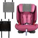 2 PCS Satin Car Seat Headrest Cover for Babies, Soft Silk Feeling Headrest Cover for Hair Protection, Satin Baby Car Seat Hair Protector (Black+Grey)