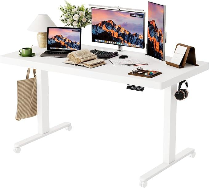 Monomi 55‘’x24 Electric Standing Desk Height Adjustable Sit Stand Up,White
Ergonomic Home Office Computer Desk with Memory Preset, Gaming Writing Study Bedroom Rising Table with Two-Piece Desktop