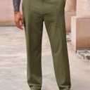 Runcati Mens Casual Pants Elastic Waist Cotton Linen Pants Pleated Loose Fit Lightweight Beach Yoga Trousers, L