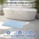 2 Pack Diatomaceous Earth Bath Mat, Stone Shower Mat, Non-Slip Super Absorbent Quick Drying Bathroom Kitchen Floor Mat, Blue, 24x15