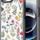 Compatible for iPhone 16E Case Cute - Durable Shockproof 6.6 ft Drop Impact Phone Case - Black Funny Nature Flower Design for iPhone 16 SE 4 6.1"