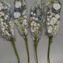 Ling's moment Artificial Greenery Stems Box Set, 55pcs with 8 Kinds of Faux Greenery Picks for DIY Bridal Bouquets Wedding Floral Arrangement Table Centerpieces, Navy & Cream