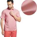 M MAELREG Golf Shirts for Men Dry fit Sports Jacquard Lightweight Performance Texture Short Sleeve Collared Polo Shirts (Pink, M)